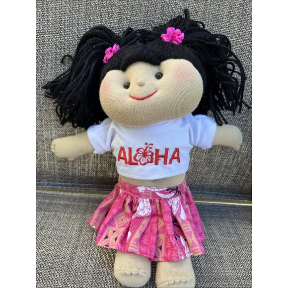 Hawaiian Hula Girl Plush Doll lot of 3 Hawaii Yarn Hair Aloha Pineapple - Picture 13 of 16